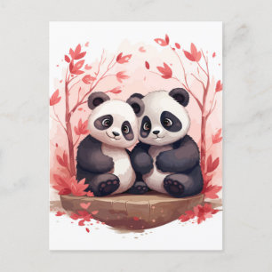 Also glücklich zusammen Panda Paar Postkarte