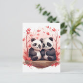 Also glücklich zusammen Panda Paar Postkarte (Stehend Vorderseite)