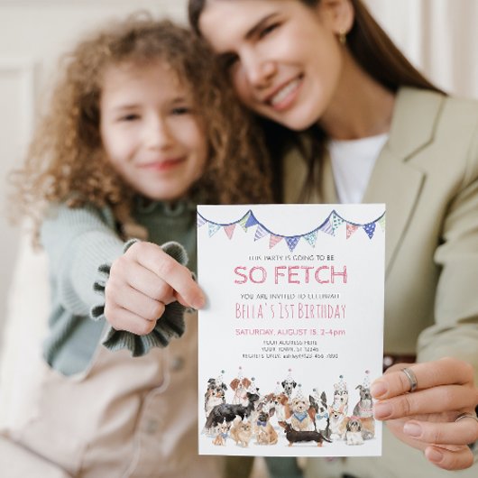 Also holen Welpen Hund Geburtstagsparty Einladung