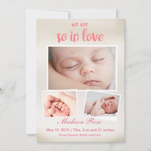 Also in Liebe Baby Mädchen Geburtsankündigung Ankündigung (Vorderseite)