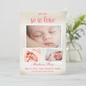 Also in Liebe Baby Mädchen Geburtsankündigung Ankündigung (Stehend Vorderseite)