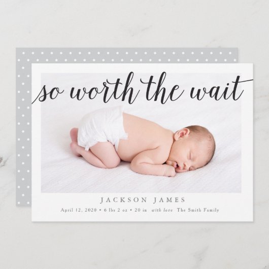 Also lohnt sich die Warte-Foto-Geburtserklärung Ankündigung (Vorne/Hinten)