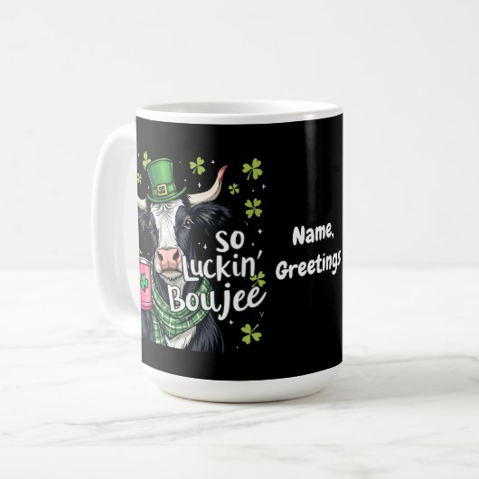 Also, Luckin' Boujee Retro St. Patrick's Day Kaffeetasse (Vorderseite Links)