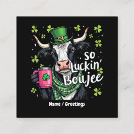 Also, Luckin' Boujee Retro St. Patrick's Day Quadratische Visitenkarte