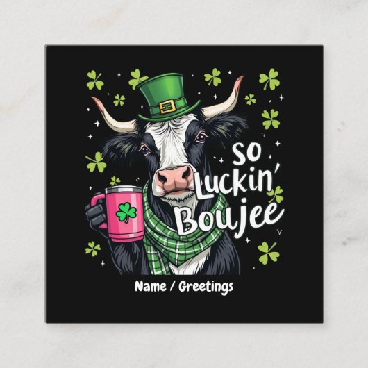 Also, Luckin' Boujee Retro St. Patrick's Day Quadratische Visitenkarte (Vorderseite)