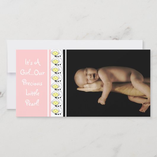 Also Niedlich gestapelte Schafe Es ist ein Mädchen Ankündigung (Vorderseite)