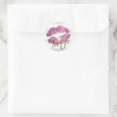 Also Pink Glitzer Lips 3 - Tester Runder Aufkleber (Tasche)
