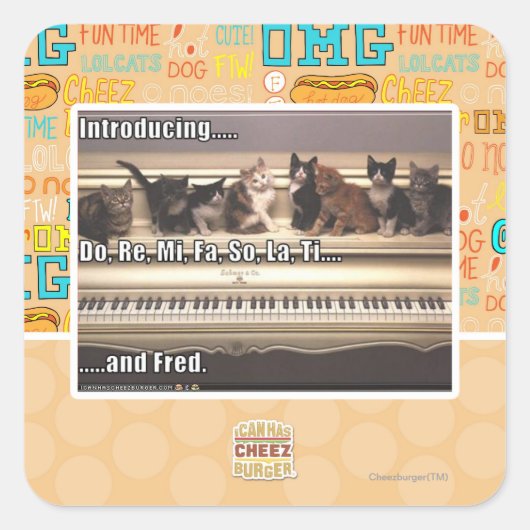 Also, Re, Mi, Fa, also, La, Ti, Fred Quadratischer Aufkleber (Vorderseite)