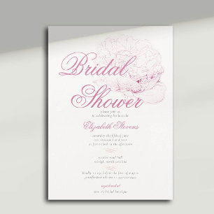 Also rosa Peony Calligraphy Elegantes Brautparty Einladung