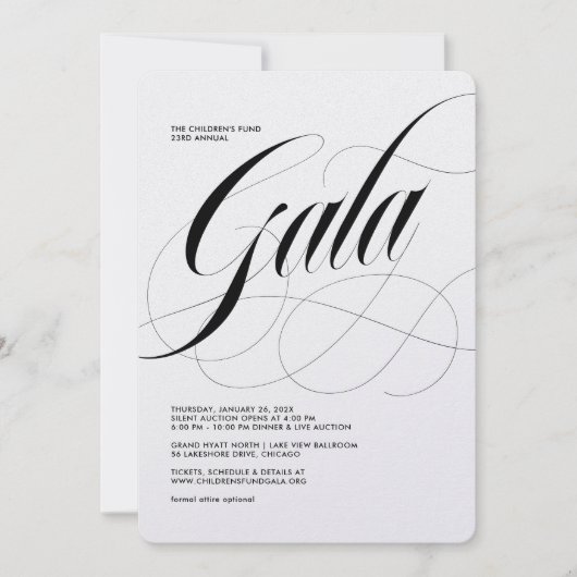 Also, Scripty Minimalistisch Gala Einladung (Vorderseite)