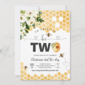 Also süß zu zwei Bienen-Thema Party erste Geburtst Einladung (Vorderseite)