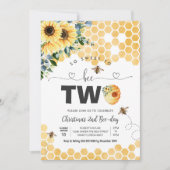 Also süß zu zwei Bienen-Thema Party erste Geburtst Einladung (Vorderseite)