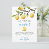 Also Sweet Lemon Boys Birthday Party Dankeskarte (Stehend Vorderseite)