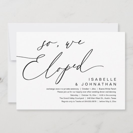 Also, wir haben ein romantisches Hochzeitsessen-Pa Einladung (Vorderseite)