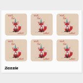 Also zum Fuchs! Wortwitz süß Quadratischer Aufkleber (Blatt)