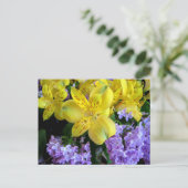 Alstroemeria und Lilacs Blume Postkarte (Stehend Vorderseite)