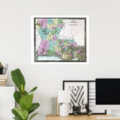 Alt 1848 Louisiana Karte Poster (Heimbüro)