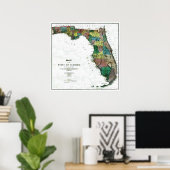 Alt 1856 Florida Karte Poster (Heimbüro)