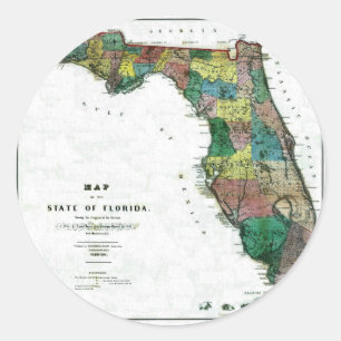 Alt 1856 Florida Karte Runder Aufkleber