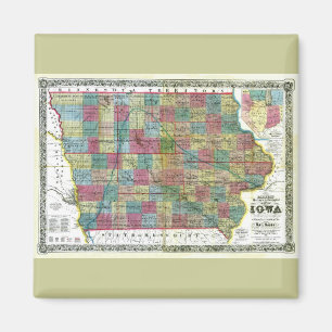 Alt 1856 Iowa Karte Magnet