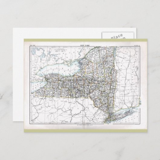 Alt 1884 New York Karte (Vorne/Hinten)