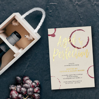 Alt bis Perfection Stains Weinverkostung Party Gol Folieneinladung