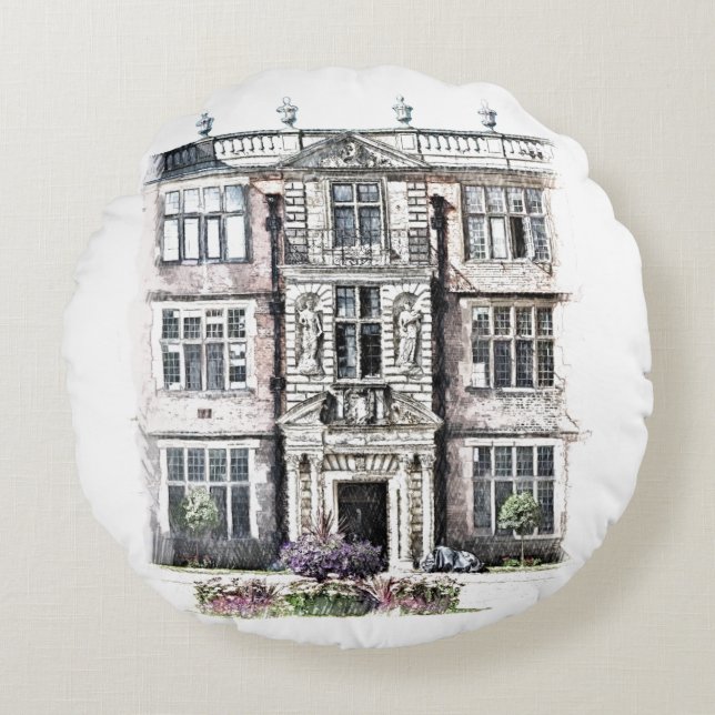 ALT ENGLAND RUNDES KISSEN (Vorderseite)