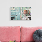 Alt gechippte blaue gestrichene Tür Leinwanddruck (Insitu (Wohnzimmer))