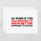 alt genug, um es besser zu wissen postkarte (Vorne/Hinten)