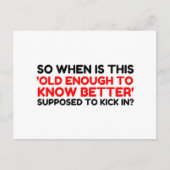 alt genug, um es besser zu wissen postkarte (Vorderseite)