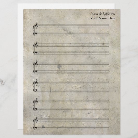 Alt gestaltete Blank Sheet Music Piano Staves (Vorne/Hinten)