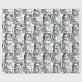 Alt gestalteter Lithograph Santa and Reindeh Black Geschenkpapier (Flach)