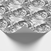 Alt gestalteter Lithograph Santa and Reindeh Black Geschenkpapier (Ecke)