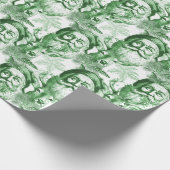 Alt gestalteter Lithograph Santa and Reindeh Green Geschenkpapier (Ecke)