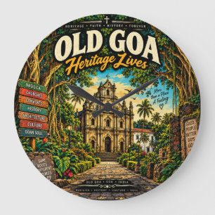 Alt-Goa — UNESCO-Erbe-Kirchen und Geschichte T-Shi Große Wanduhr