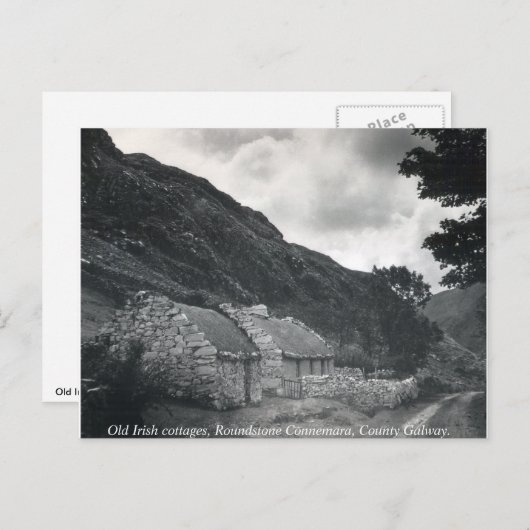 Alt irisch schmierte Hütten, Galway Irland Postkarte (Vorne/Hinten)