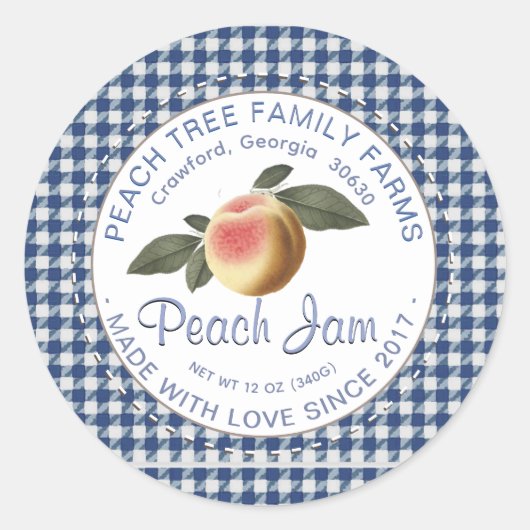 Alt modifiziert überlegene Gingham Peach Runder Aufkleber (Vorderseite)