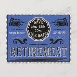 Alt modische Altersvorsorge Save the Date - blau Ankündigungspostkarte