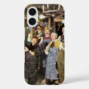 Alt modische Bar mit Leuten feiern, ein Party iPhone 16 Hülle