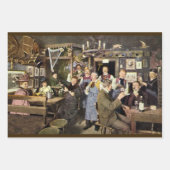 Alt modische Bar mit Leuten feiern, ein Party Geschenkpapier Set (Vorderseite 2)