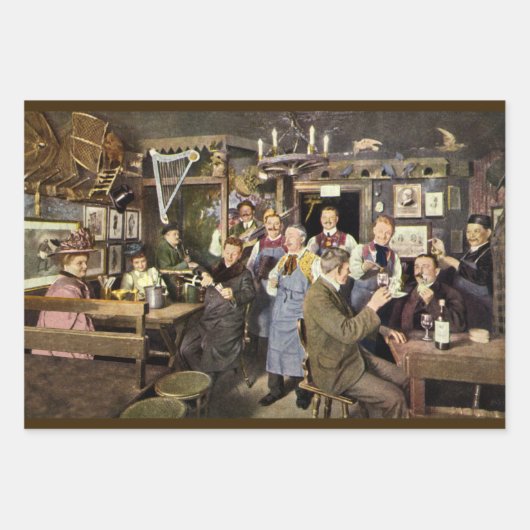 Alt modische Bar mit Leuten feiern, ein Party Geschenkpapier Set (Vorderseite 2)