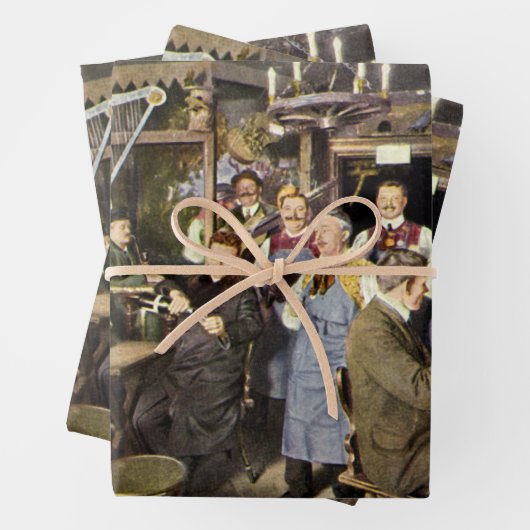 Alt modische Bar mit Leuten feiern, ein Party Geschenkpapier Set (Beispiel)