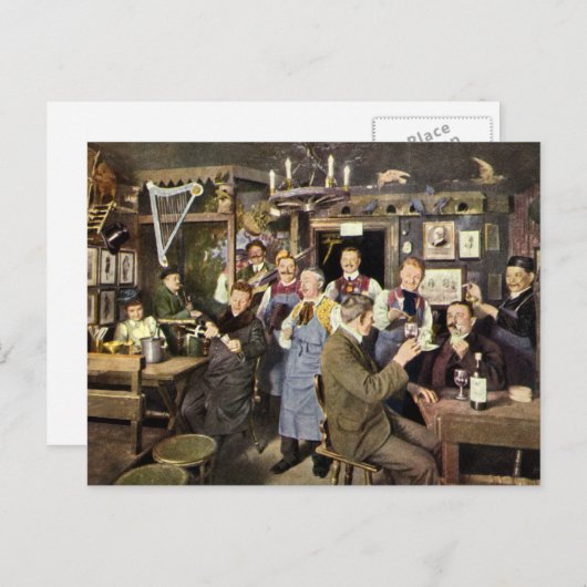Alt modische Bar mit Leuten feiern, ein Party Postkarte (Vorne/Hinten)