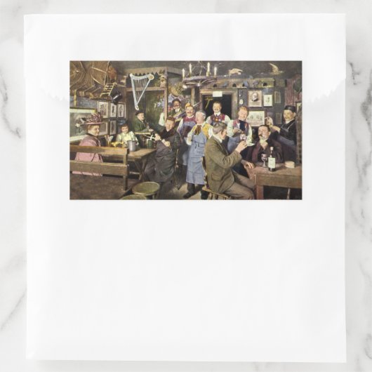 Alt modische Bar mit Leuten feiern, ein Party Rechteckiger Aufkleber (Tasche)