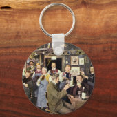Alt modische Bar mit Leuten feiern, ein Party Schlüsselanhänger (Vorderseite)
