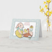Alt modische Bunny and Chick Oster Karte (Gelbe Blume)