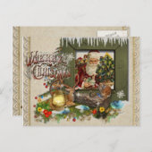 Alt modische Cabin Window Weihnachten Postkarte (Vorne/Hinten)