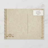 Alt modische Cabin Window Weihnachten Postkarte (Rückseite)