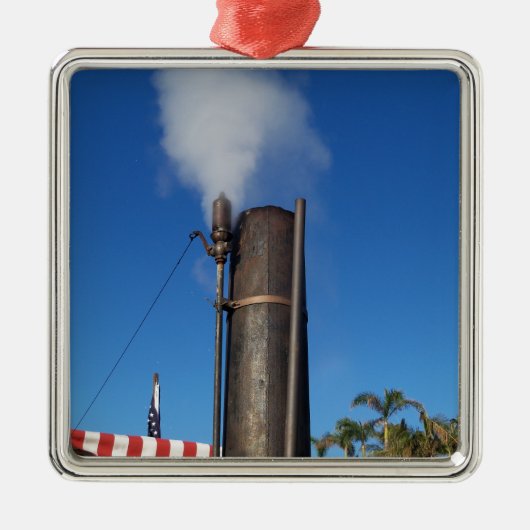 Alt-modische Dampfpfeife Silbernes Ornament (Vorne)