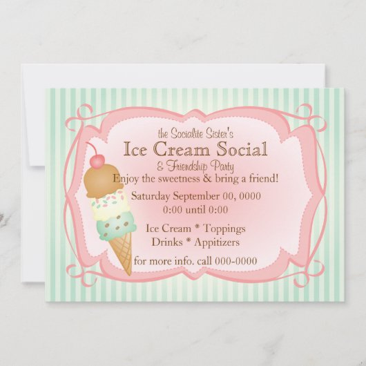 Alt modische Eiscreme Social! Einladung (Vorderseite)